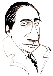 Alfredo Casella, italialainen säveltäjä, (1883 - 1947) karikatyyri